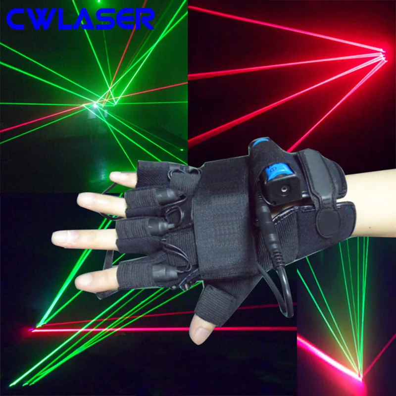 Лазерные перчатки CWLASER с 532нм зеленым/650нм красным/405нм фиолетово голубым