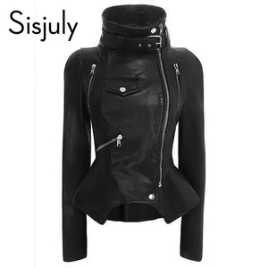 Sisjuly PU куртка женщины мотоцикл куртка пальто Зима Осень черный мода молния пальто Женская верхняя одежда Новый 2019 куртка пальто