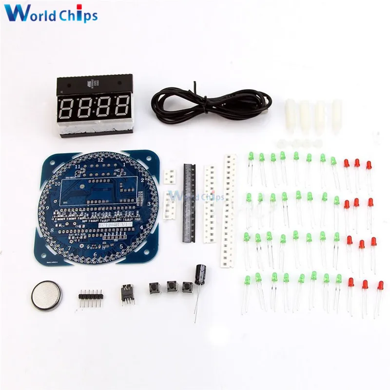 4 цифровых 60ds1302z DS1302 вращающиеся светодиодные часы будильник модуль температуры