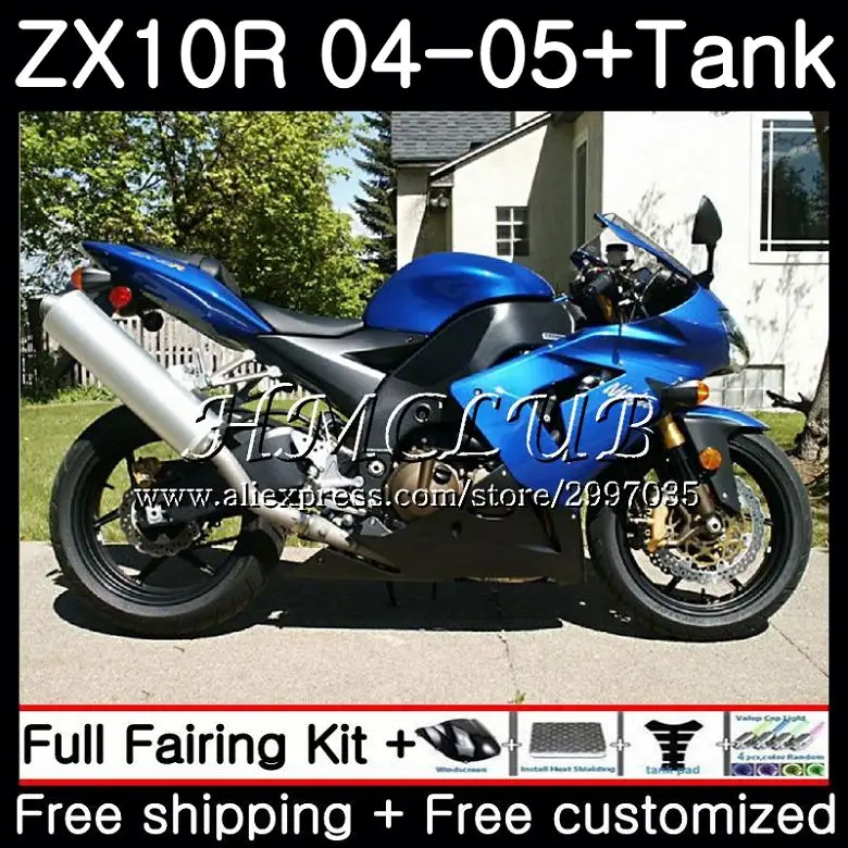 

Корпус + резервуар для KAWASAKI NINJA ZX1000 C ZX 10 R ZX-10R 2004 2005 60hc.zx1000c в наличии синий горячий ZX10R 04 05 ZX 10R 04 05 обтекатели