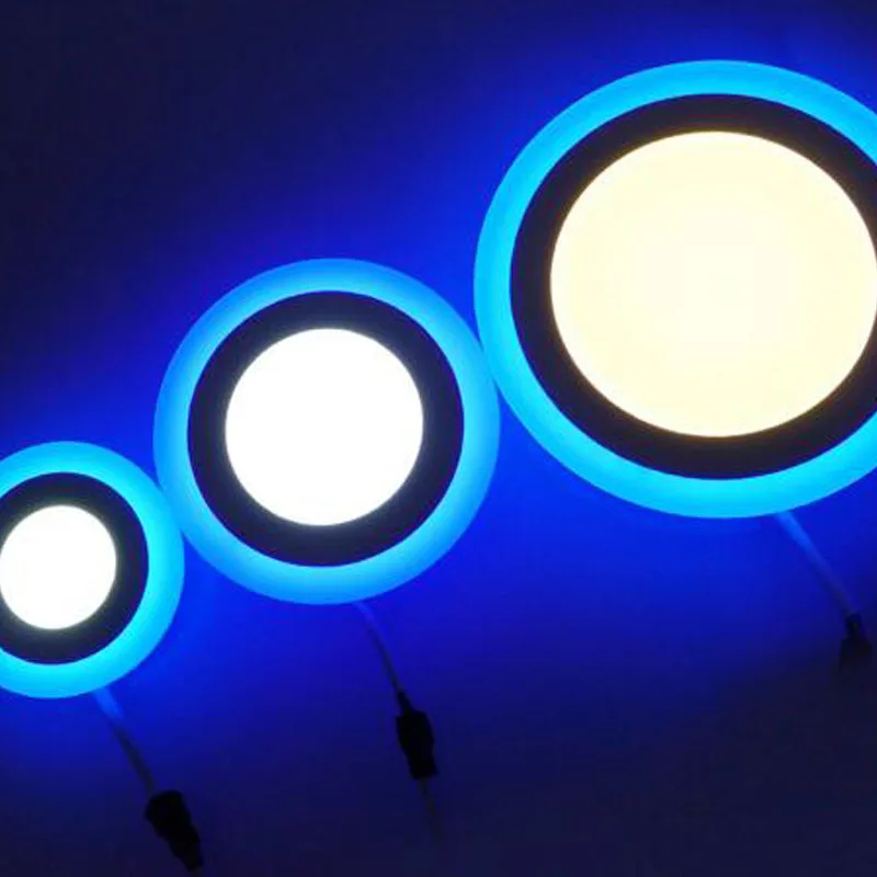 

Double color ceiling lamp 6w/9w/16w/24w panel lights recessed white+blue modern led ceiling lights for home kitchen living room