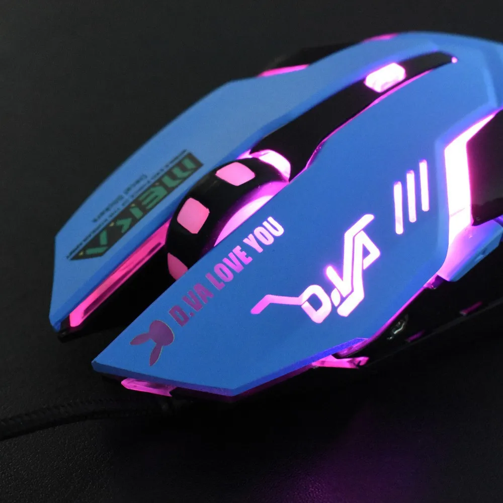 6 кнопок, игровой дышащий светодиодный игровой мыши с подсветкой, D. VA Reaper, проводная USB компьютерная мышь для ПК и Mac, геймеров Overwatch