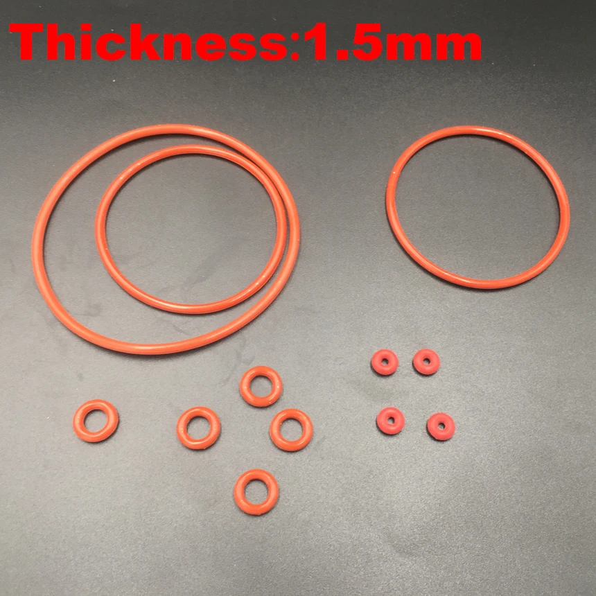 

150pcs 14*1.5 14x1.5 15*1.5 15x1.5 16*1.5 16x1.5 (OD*T) 1.5mm Thickness VMQ Food Grade Red White Silicone Oil Seal O Ring Gasket