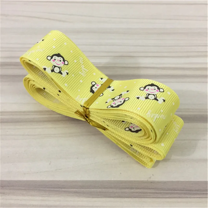 25 мм 1 ярд желтый Grosgrain печатные ленты для свадебного украшения рукоделие