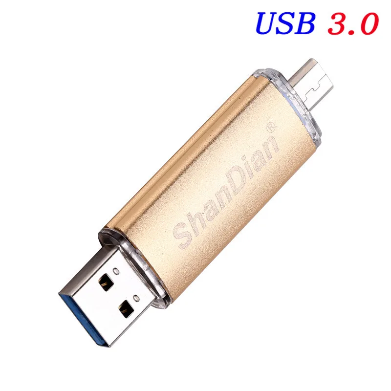 SHANDIAN USB 3,0 Смартфон USB флэш-накопитель OTG микро карта памяти смартфон U диск 4G/8G/16G/32G/64G память подарок - Цвет: Rose god