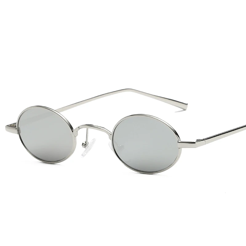 silver frame silver Маленькие овальные солнцезащитные очки для женщин, металлическая оправа, Ретро стиль, фирменный дизайн, круглые солнцезащитные очки для женщин, s, черные, красные линзы, Оттенки UV400 - Цвет линз: silver frame silver