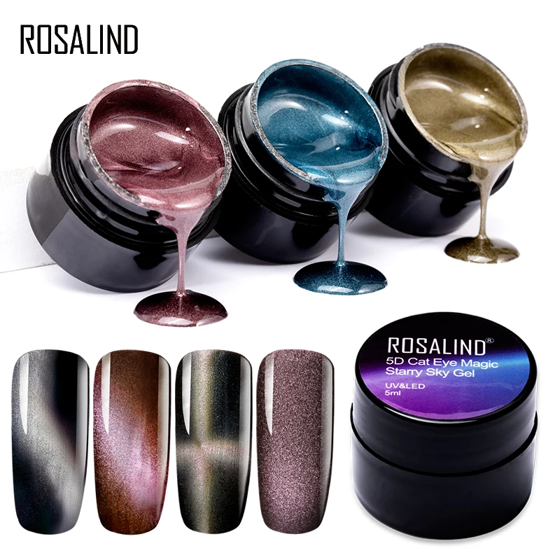 ROSALIND Гель-лак для ногтей 5D кошачьи глаза Полупостоянный лак Гибридный Магнитный