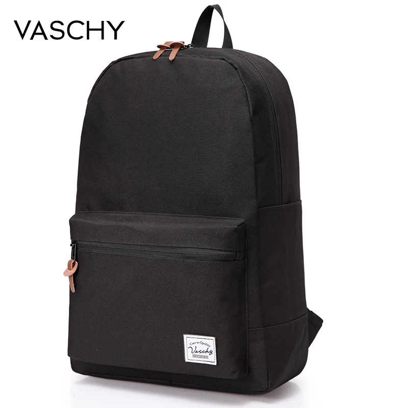 All Black VASCHY, мужской рюкзак для путешествий, модный, Повседневный, для подростков, школьные сумки, на молнии, двойная сумка на плечо, модный рюкзак, Прямая поставка - Цвет: All Black