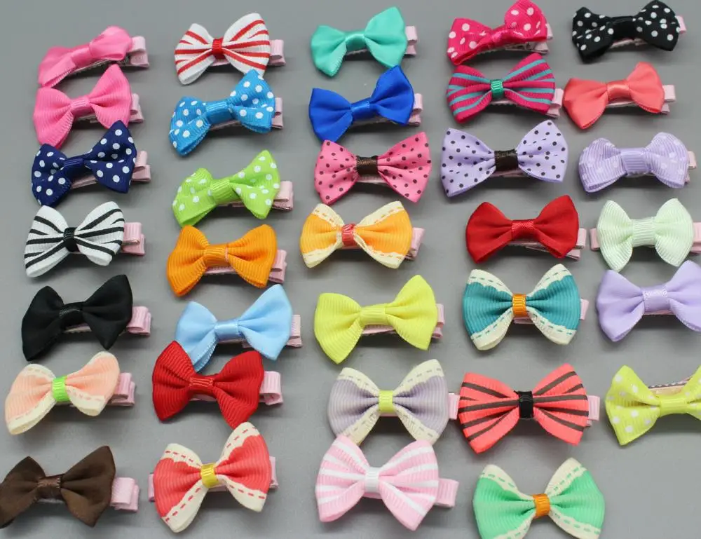 2015 Promotion 50pcs Mini Hair Bows Girl Hairbow Clips. Tuxedo Barrette/alligator Clips for Babies Toddlers Adults free Gift Box | Украшения