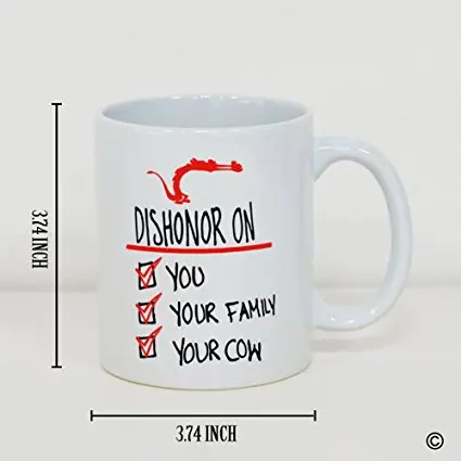 Забавная кружка для кофе фарфоровая чайная чашка с ручкой Dishonor On You Your Family Cow