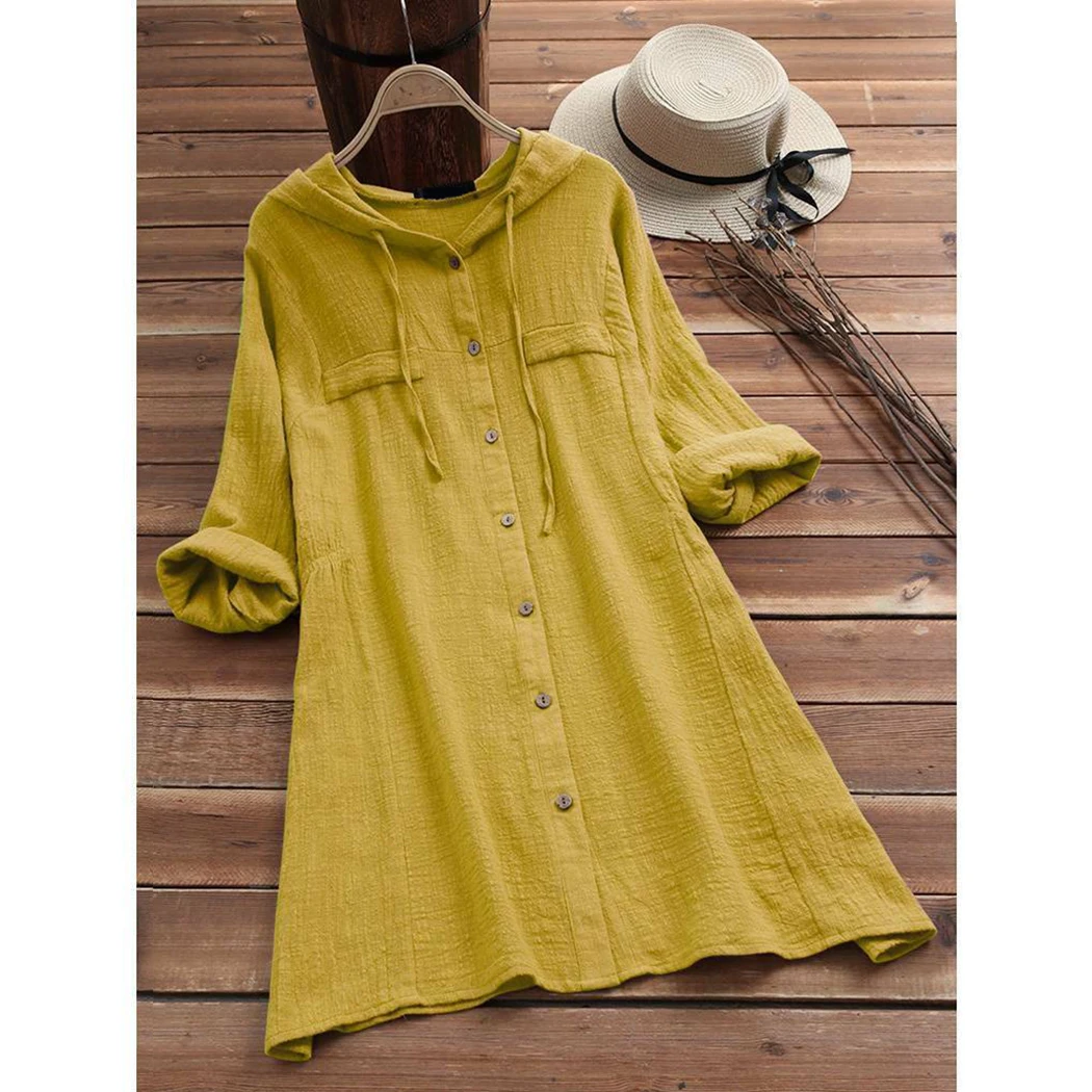 2019 повседневная женская Свободная рубашка на пуговицах плюс размер Женская