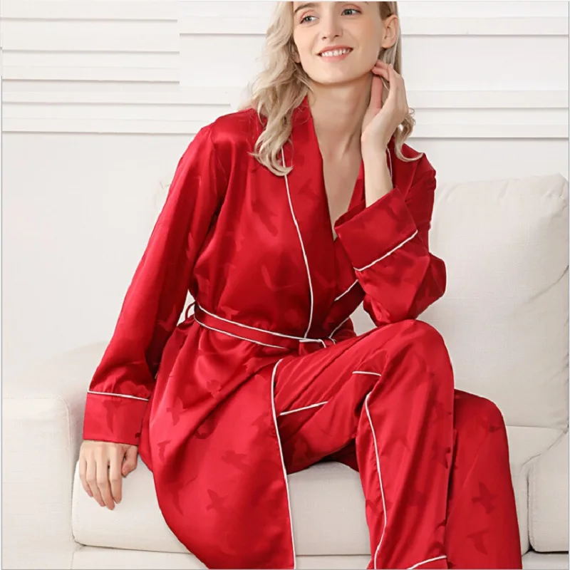 

Pijamas Silk Stain Summer women 2019 sexy red pink Pajamas for women night suit sleepwear nightwear pajama set silk pyjamas sets