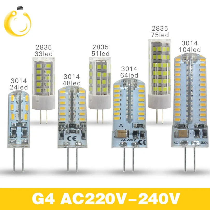 Самая низкая pice Светодиодная лампа с регулируемой яркостью G4 DC12V 220V 3W 6W 9W мини 360