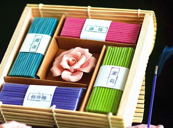 Exqusite Винтаж bamboo коробка с белый/розовый Ладан держатель палочки joss палки
