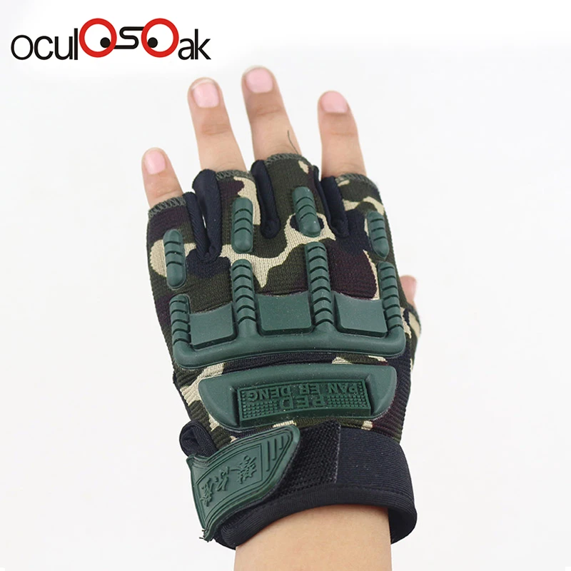 Лидер продаж Детские тактические перчатки без пальцев для детей 5-13 лет военные