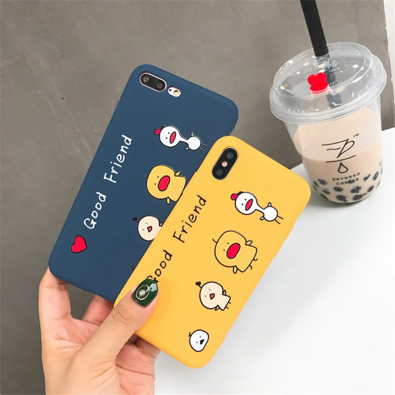 Ins/Лидер продаж хороший друг курица милый мультфильм мягкий чехол для iphone X