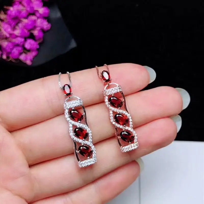 925 sterling silver natural Garnet necklace pendant Beauty A birthday present for a girlfriend's lover. Posting | Украшения и