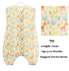 Zoo 70 Muslin Cotton Baby Thin Slumber Sleeping Bag Cotton toddle Sleep Sack Cute Cartoon Sleep Bag children Kick Quilt - Цвет: Zoo 70