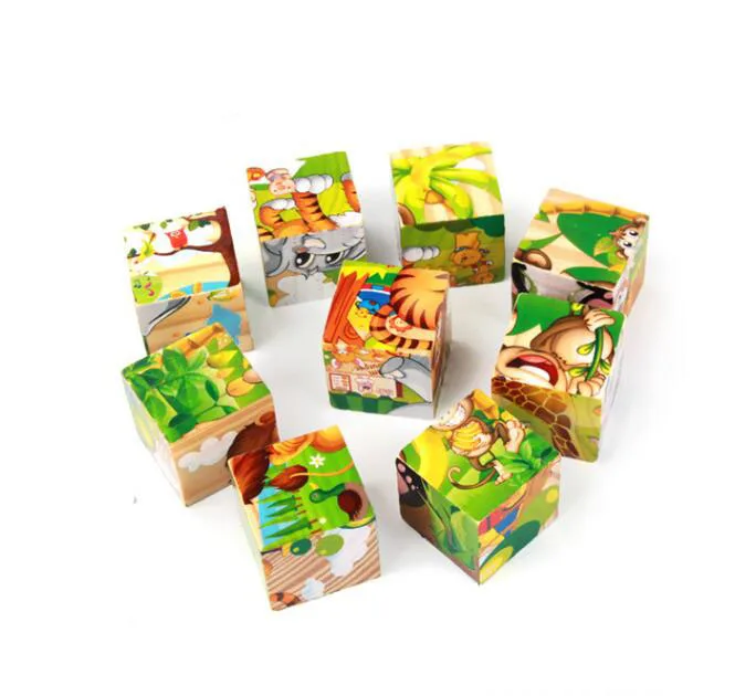 Деревянные пазлы с изображениями животных шестисторонние 3D медведем львом