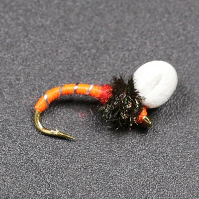 Orange 12PCS 12PCS#14 Suspender Buzzer Nymph Fly Fishing Flies Trout Buzzers Red Orange Purple Green Chartreuse Black - Цвет: Orange 12PCS