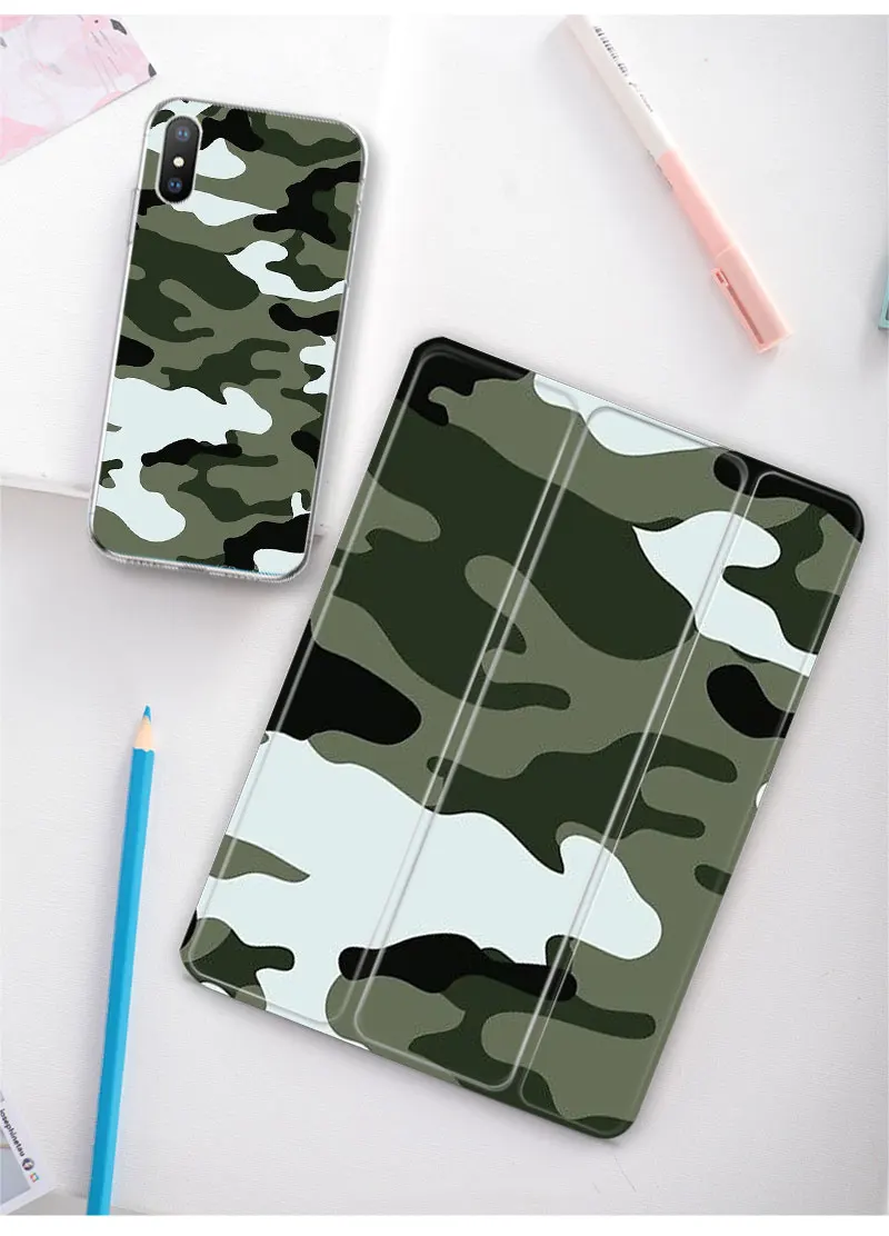 Камуфляжный чехол-книжка на магнитной застежке Чехол для iPad Pro 9,7 air 10,5 11 12,9 Air2 мини на возраст 2, 3, 4, 5, планшетный чехол для iPad 9,7