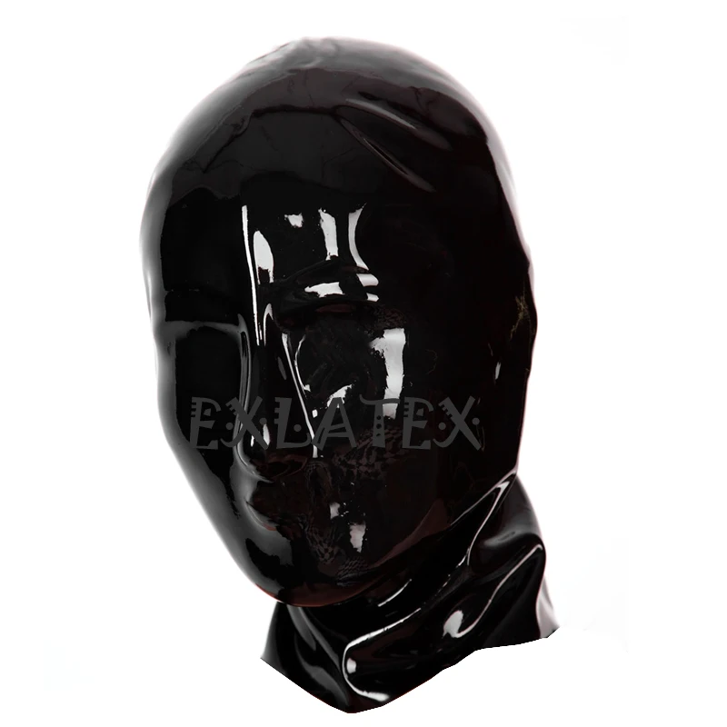 Фото Латексная маска с капюшоном для взрослых Фетиш-маска латексная резиновая
