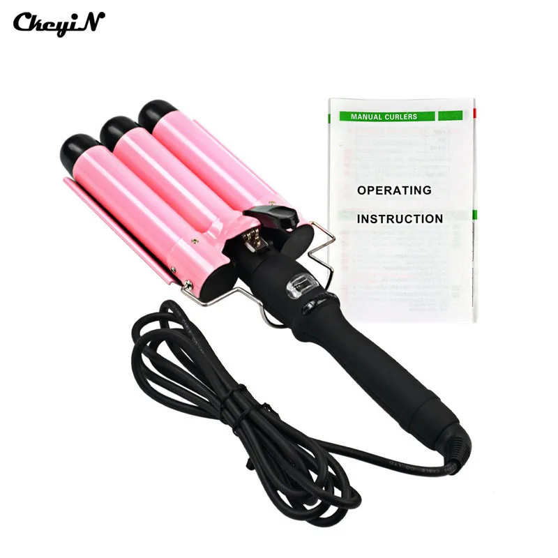

Ckeyin 32mm 3 PTC Heater Triple Barrel Hair Curling Irons Professional LCD Display Ceramic Hair Curler Roller Wand Styling Tool