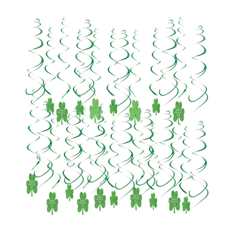 30 шт Счастливый День Святого Патрика висит вихрем украшения потолка металлик