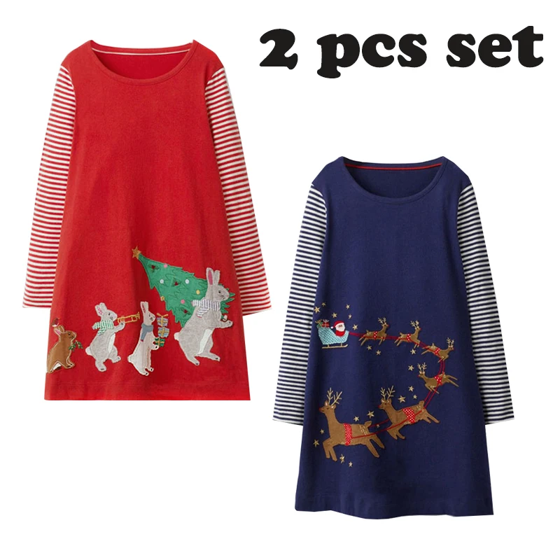 Jumping meters Appliques Toddler Girls dresses baby cotton clothing Christmas Gift autumn Children long sleeve kid dress | Детская