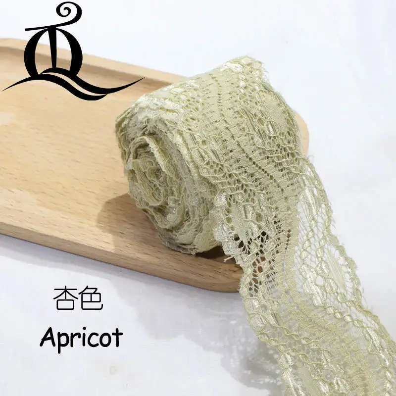 apricot 5 Ярд 24 смешанные цвета аксессуары для одежды изысканный цвет кружево качество ткань кружево с эластичным кружевом шириной 5,5 см эластичное кружево, лента - Цвет: apricot