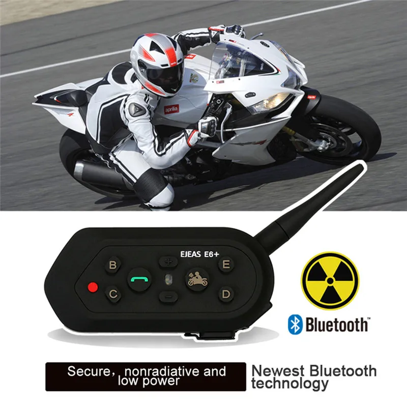 

EJEAS E6 Plus 1200M Motorcycle Intercom Communicator Bluetooth Helmet Interphone Headsets VOX With Remote Control For 6 Riders