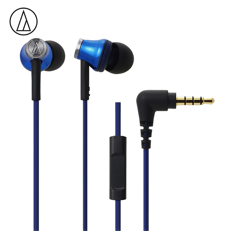 blue Audio-Technica ATH-CK330IS проводные наушники 3,5 мм разъем в уши с микрофоном проводное управление для Xiaomi huawei Oppo и т. Д - Color: blue