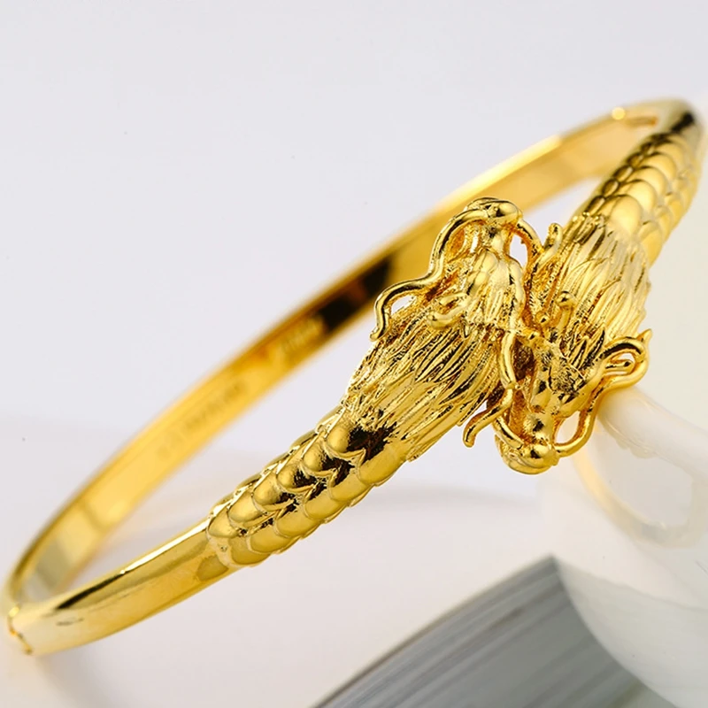 Браслет в виде дракона желтый золотистый женский мужской браслет | Украшения и