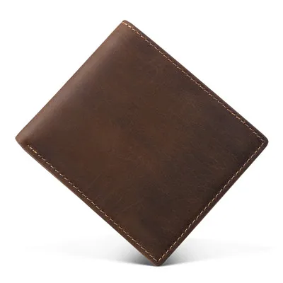 Brown Мужские кошельки, натуральная кожа, Ретро стиль, мужской клатч, двойной кошелек, Crazy Horse, кожа, Ретро стиль, мужские кошельки для кредитных карт, тонкий кошелек для монет - Цвет: Brown
