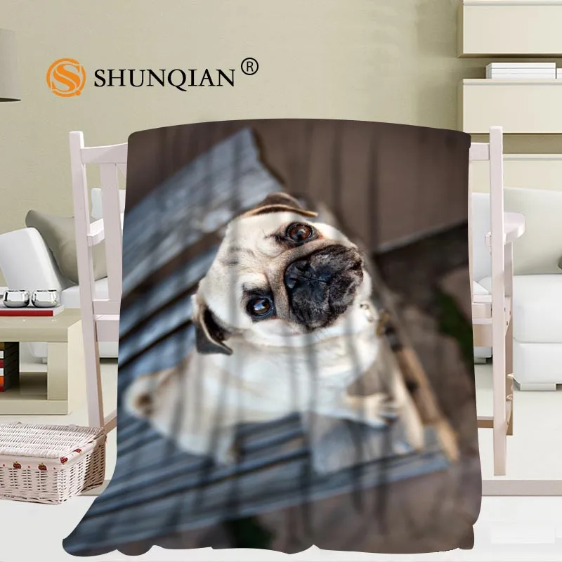 Prezzo Custom Cani Pug Puppy Coperta Di Flanella Falafel Tessuto 56x80 Pollici 50X60inch 40X50inch Divano Letto Coperte E Plaid Coperta Bambino Adulto Coperta Calda