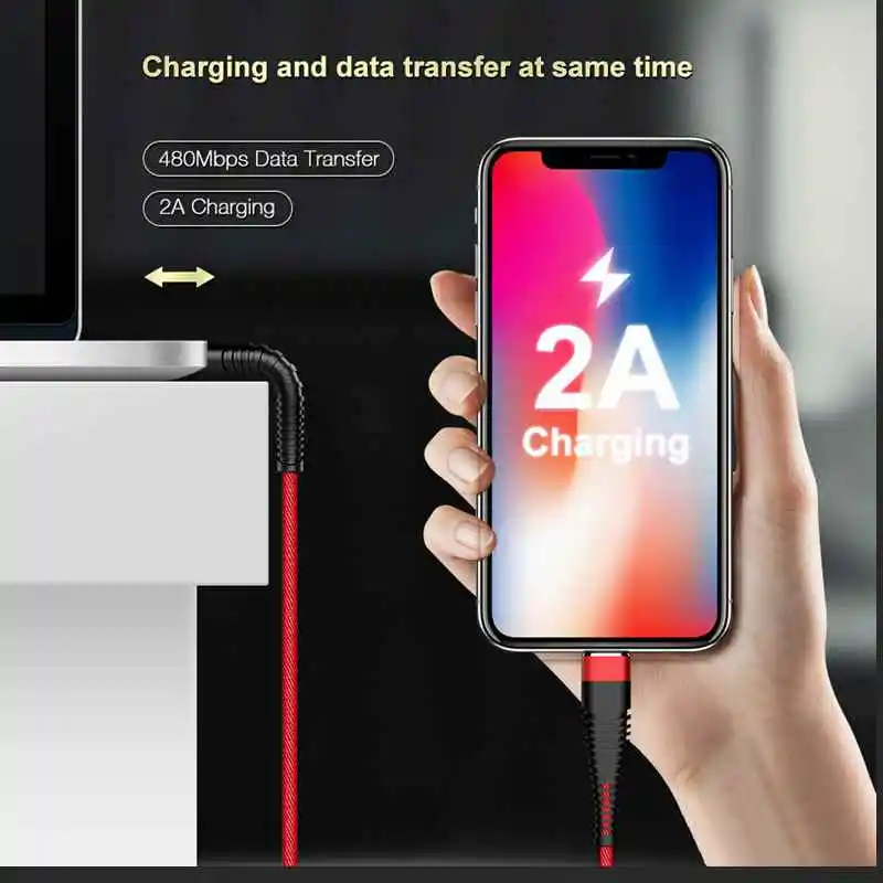 1,2 м Micro USB кабель для телефона с пружиной «рыбий хвост», прочный кабель типа C для быстрой зарядки и передачи данных для Iphone, телефонов Android, универсальные кабели