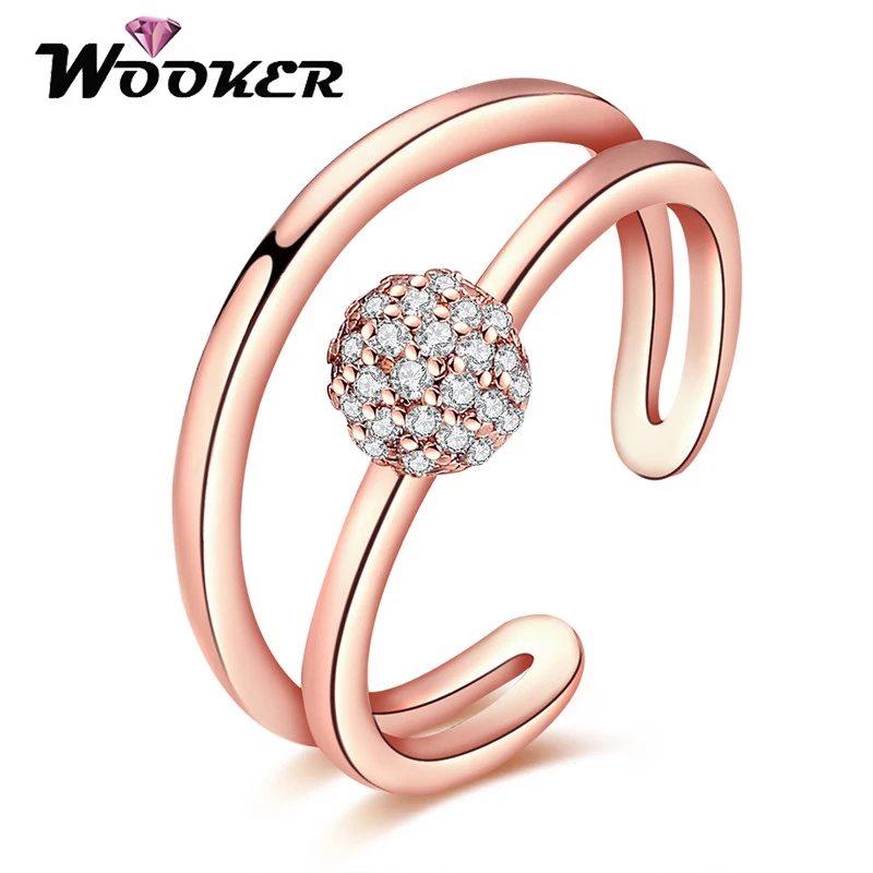 WOOKER Старинные Простой Шамбала Мяч Кольца Работы Для Женщин Циркон Золотое