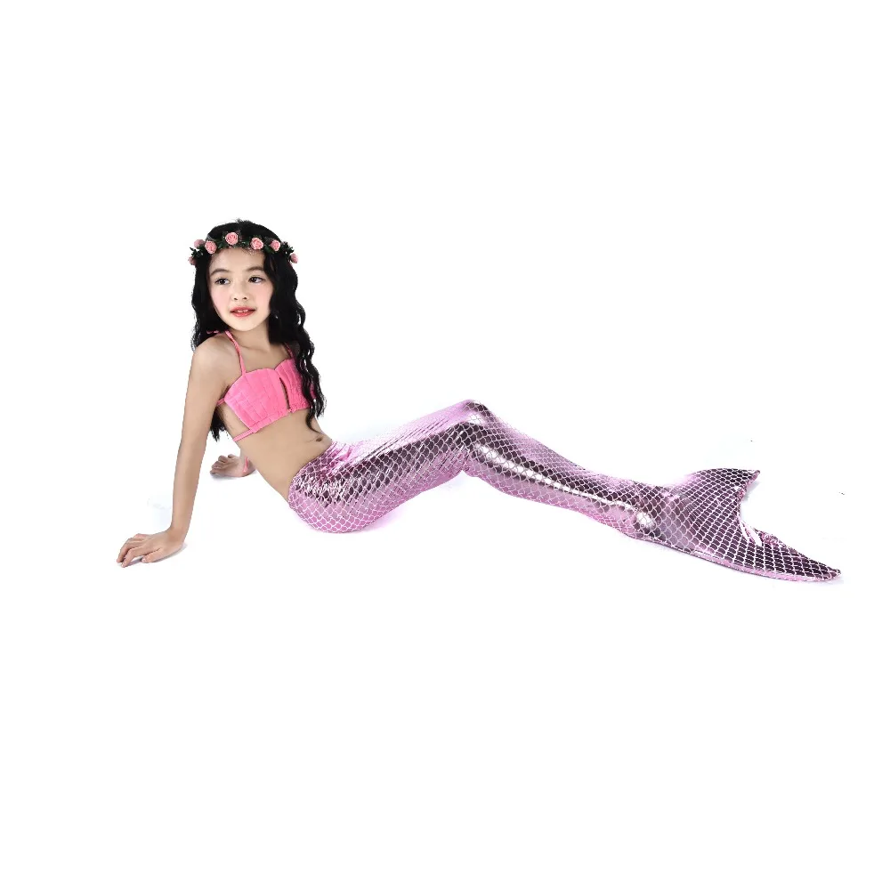 2018 New Kids Shiny Lycra Mermaid Tail Swimmable Bikini Set Bathing Suit Costume for birthday party designed high quality | Тематическая