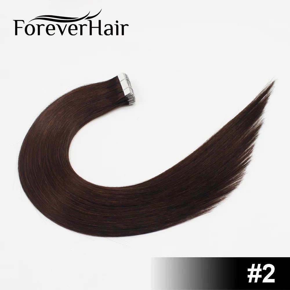 FOREVER HAIR 2,0 г/шт. 1" Remy лента для наращивания человеческие волосы для наращивания кутикулы бесшовные прямые волосы для уток кожи салон стиль 20 шт/ПАК - Цвет: #2