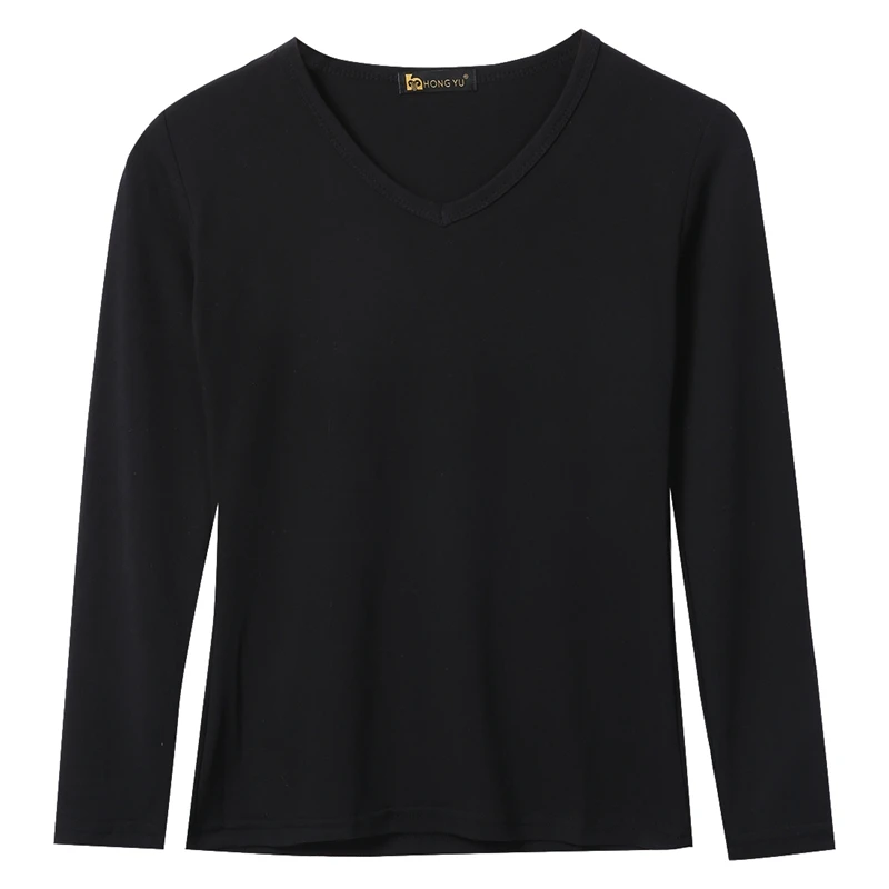 Женские базовые простые футболки с круглым вырезом эластичный Топ длинным