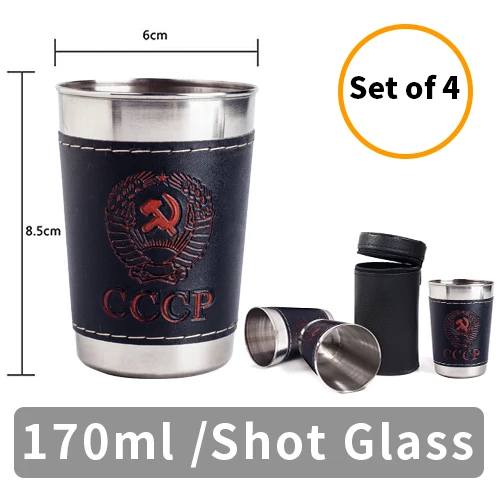 Сумка CCCP 4 шт. чашки набор Открытый складной портативный путешествия 304# Нержавеющая Сталь чашки вина пива виски чашки открытый путешествия чашки