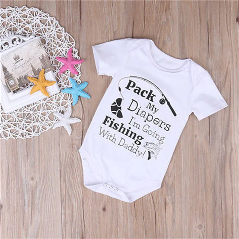 Newborn Infant Baby Boys Girls Romper Cotton Casual Letter Print Short Sleeve Jumpsuit Outfits Sunsuit Clothes | Детская одежда и