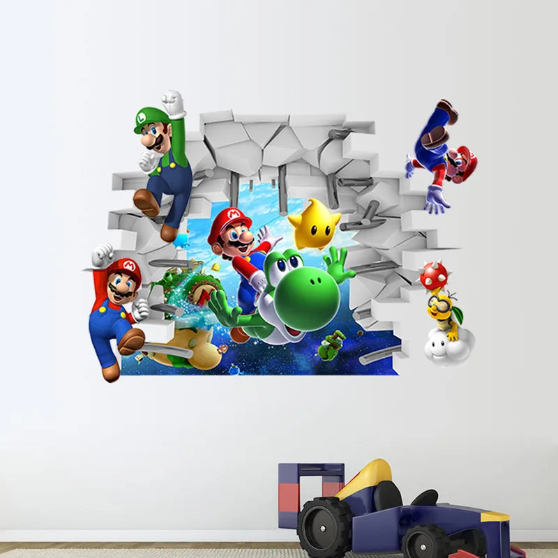 Super Mario Bros, съемные наклейки на стену, наклейки для детской комнаты, домашний декор, виниловая Фреска для детей, мальчиков, спальни, гостиной, Фреска, искусство - Цвет: zy1440