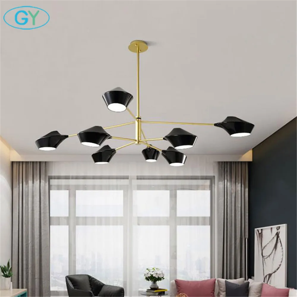 Черная Золотая канделябро люстра современная акриловая шляпа Тени Блеск