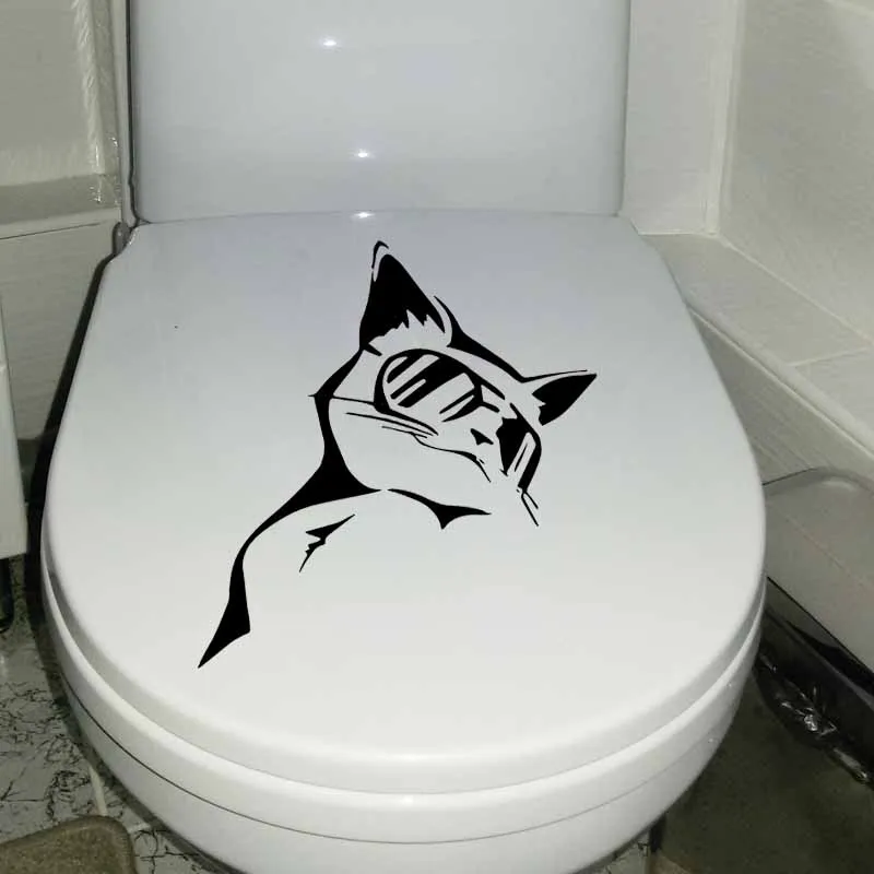 YOJA 18.2X24.5CM Wall Stickers Toilet Decal Funny Cat In Glasses Animals Pets T5-0099 | Дом и сад