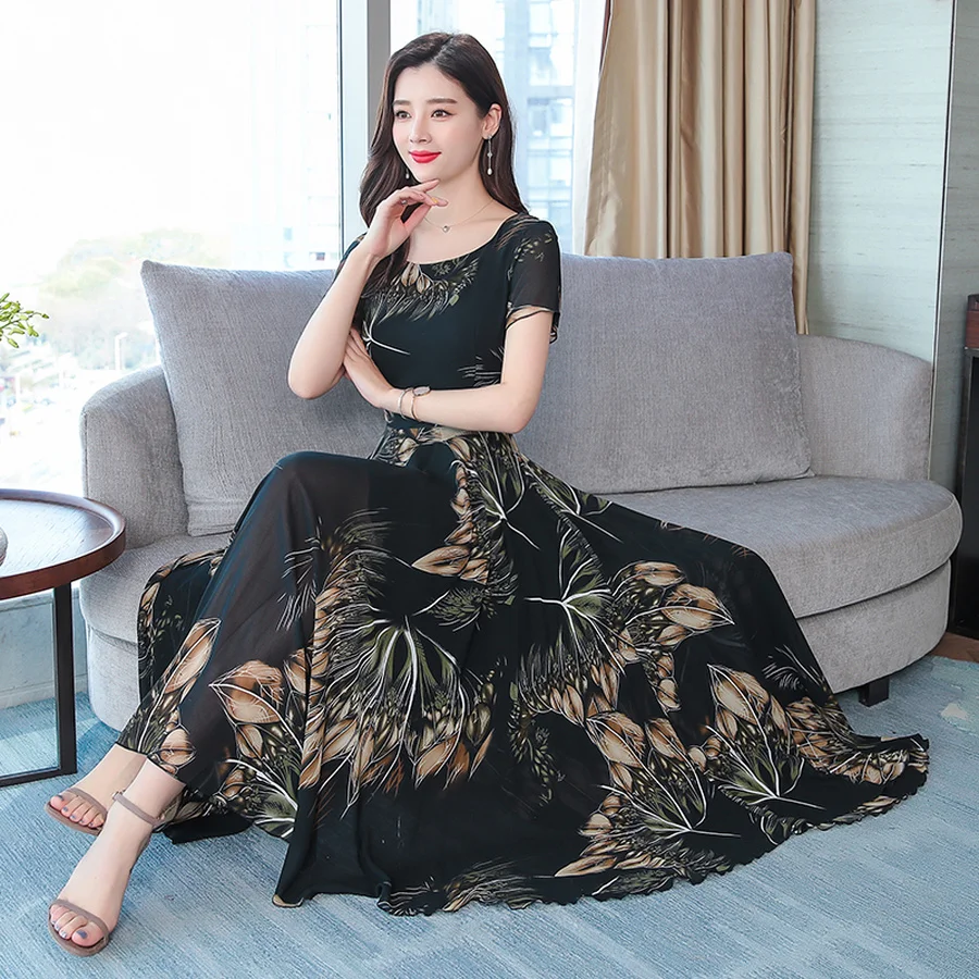 Женское платье-макси винтажное пляжное платье с цветочным принтом 4XL большого