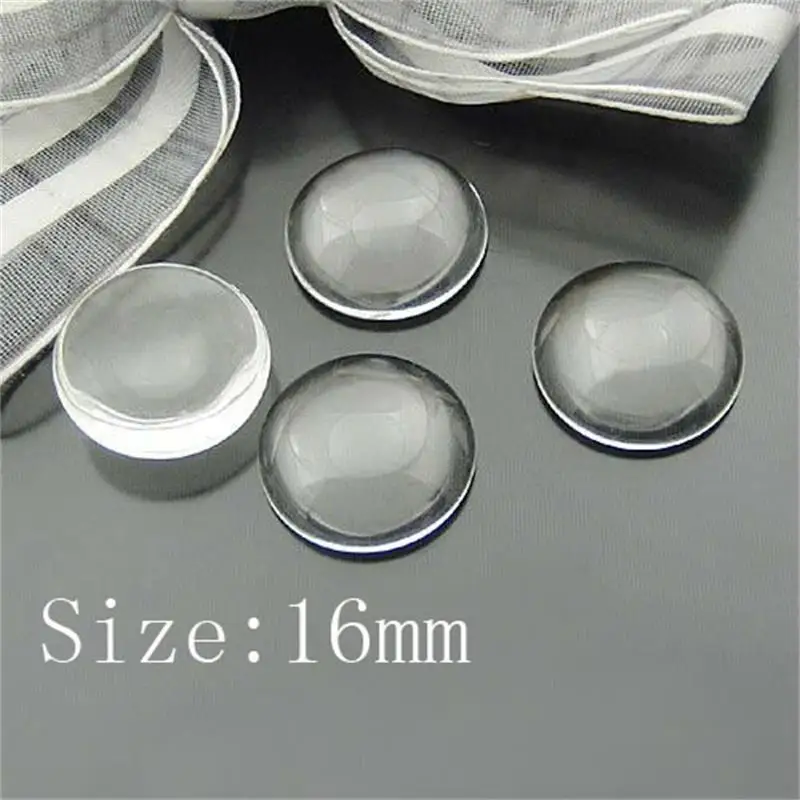 Прозрачные стеклянные кабошоны с плоским основанием для камеры 50 шт. 16 мм
