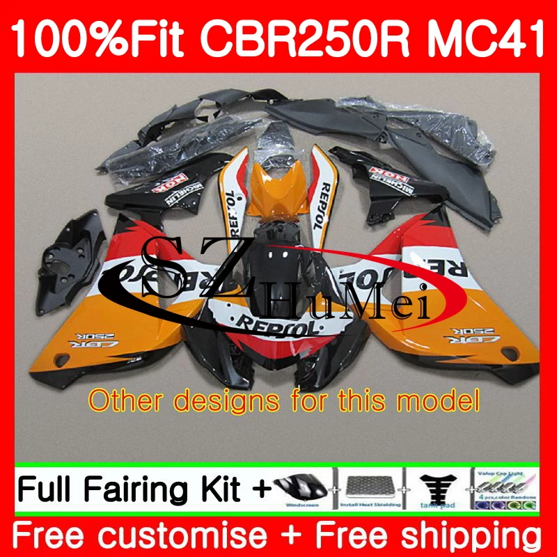 Литые изделия для Honda CBR250R MC41, возрастом 11, 12, 13, 14, 15, CBR250 R 117SH. 18 CBR 250R 250 R Красный Белый Горячая 2011 2012 2013 обтекатели