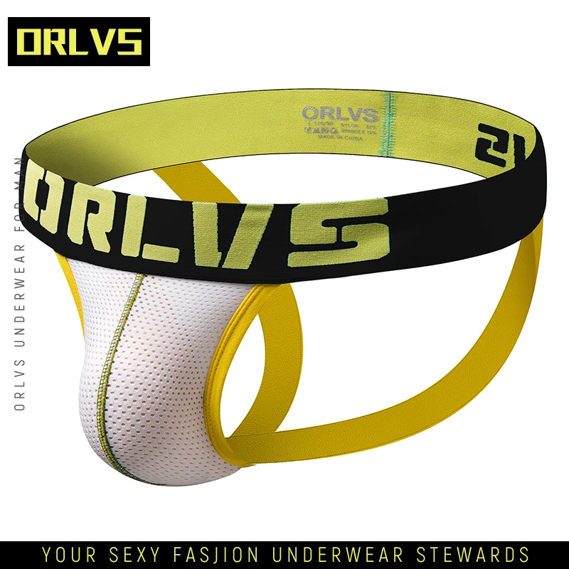 

ORLVS Brand Gay Men Underwear Jockstrap Sexy Tanga Hombre Mesh Thong Men String Homme Soft Sissy Panties Lingerie OR157