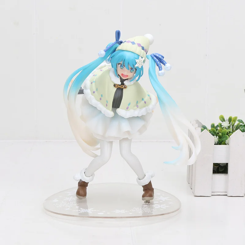 winter miku no box 18 см аниме розовый Хацунэ Мику Сакура Фигурки игрушки Мику спелгоед девушки ПВХ фигурка модель игрушки - Цвет: winter miku no box